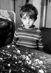 Bosnia, 1993. Bread crumbs on table