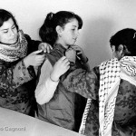 Jordan, 1970. Palestinian girls in Amman trying some hand sewn m