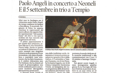 Paolo Angeli in concerto a Neoneli E il 5 settembre in trio a Tempio