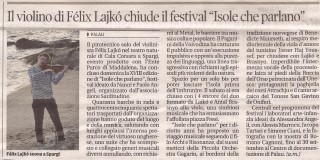 Cultura e spettacoli - la nuova 17.09 -Articolo su Sparg