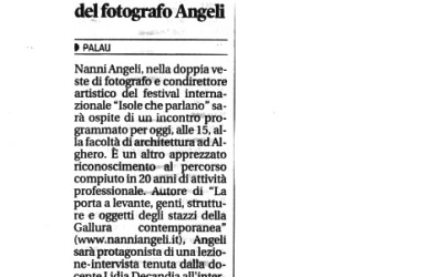 La Nuova Sardegna 23 giugno 2015: Architettura ospita la lezione-intervista del fotografo Angeli