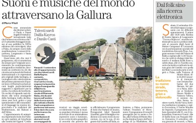 La Nuova Sardegna 22 agosto 2020: Suoni e musiche del mondo attraversano la Gallura