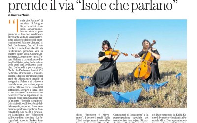 La Nuova Sardegna 6 settembre 2020 Lamiaisolaestate p.22: Festival di Palau Musica nel cuore della Gallura, prende il via “Isole che parlano”